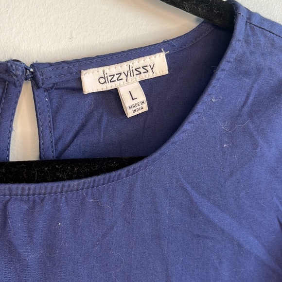 dizzylizzy Navy Blue Bell Sleeve Blouse with Keyhole and Bows - Picture 2 of 6